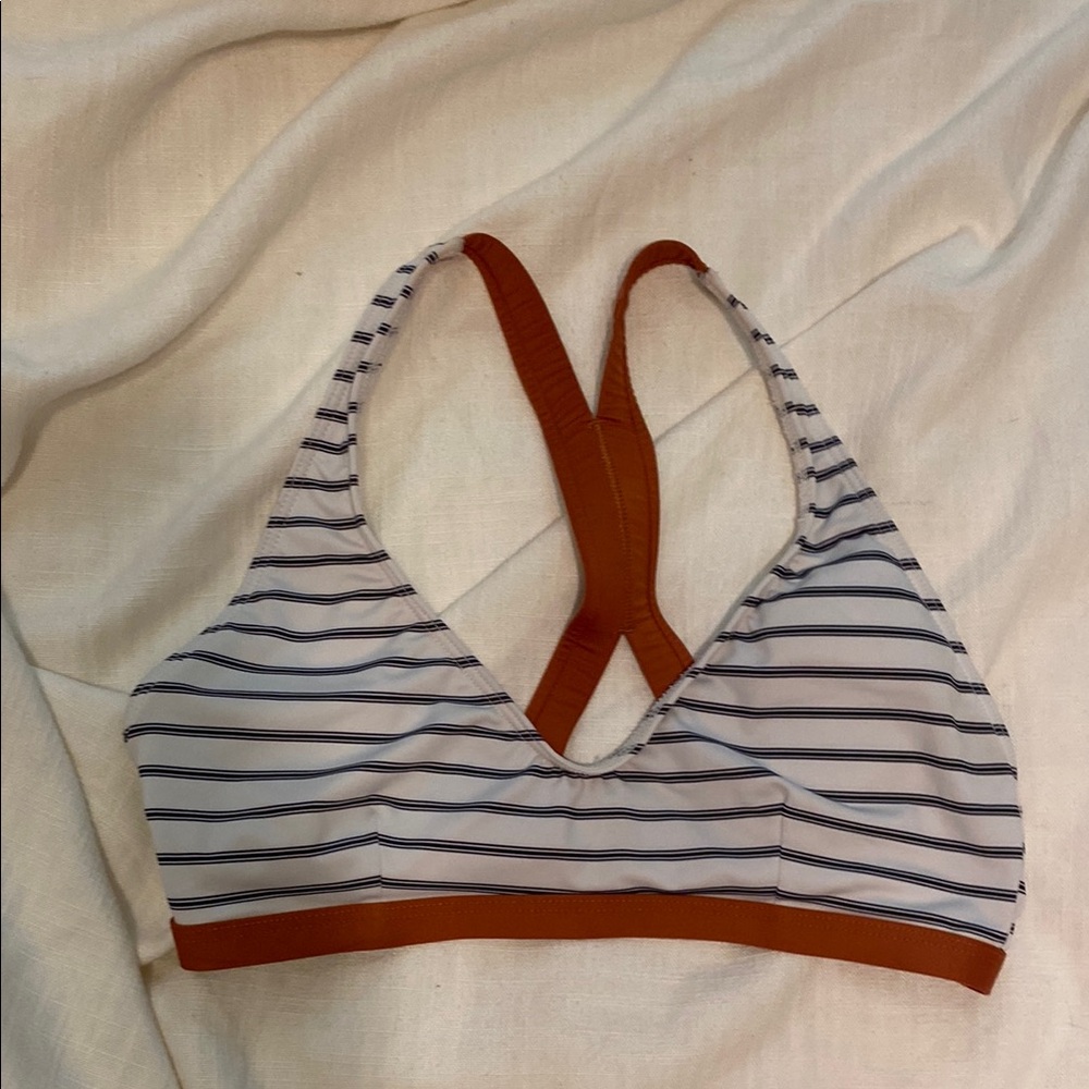 Patagonia Striped Swim Top with Rust Accents